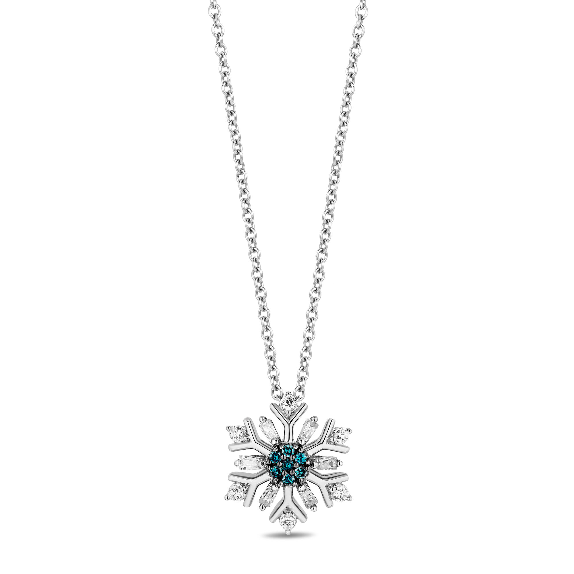 Diamond Snowflake Necklace 1/15 ct tw Sterling Silver 18
