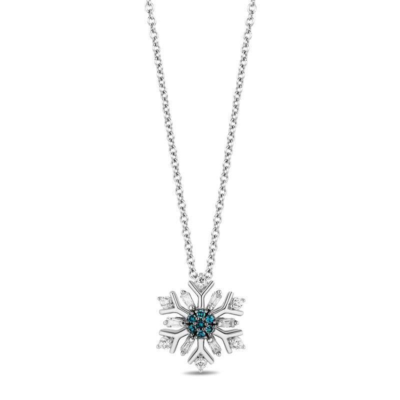 Elsa Blue and White Diamond Snowflake Pendant in Sterling Silver &#40;1/5 ct. tw.&#41;