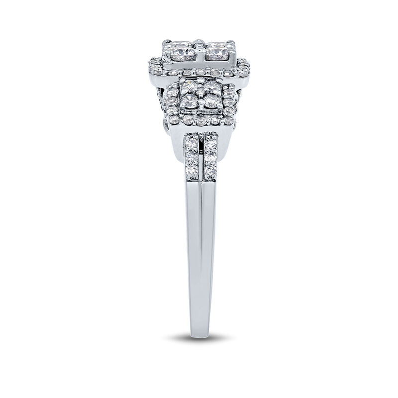 Princess-Cut Three-Stone Cluster Diamond Ring in 10K White Gold &#40;1 ct. tw.&#41;