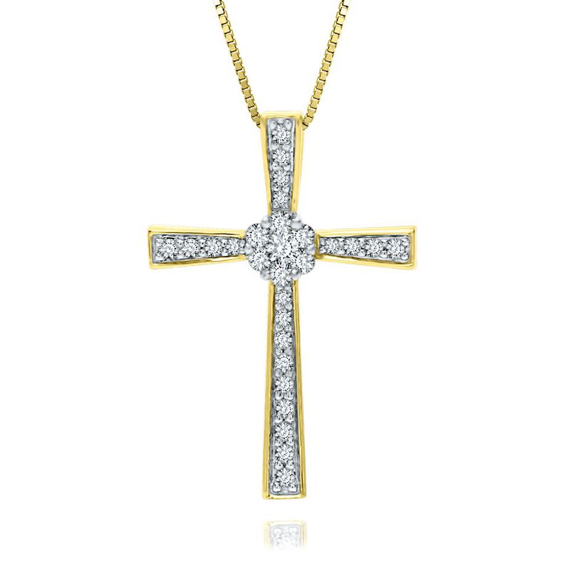 1/5 ct. tw. Diamond Cross Pendant in 10K Yellow Gold