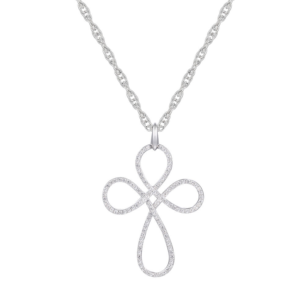 Polished Criss Cross Chain | 14K White Gold, Necklace | Size 18