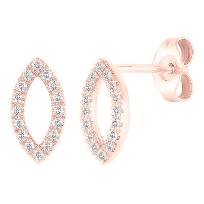 Marquise-Shaped Diamond Earrings in 10K Rose Gold (1/8 ct. tw.)