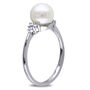 Freshwater Pearl &amp; 1/8 ct. tw. Diamond Ring in 10K White Gold