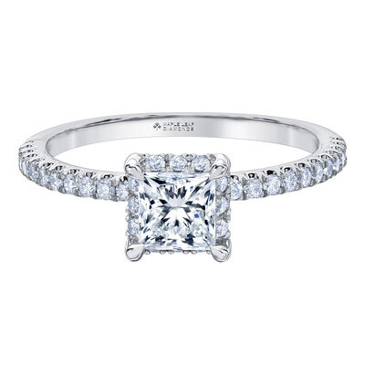 Princess-Cut Diamond Halo Engagement Ring in 14K White Gold (1 ct. tw.)