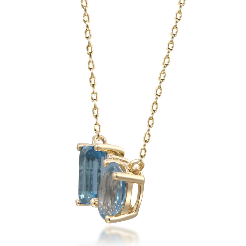 Blue Topaz and Diamond Accent Pendant Necklace in 10K Yellow Gold