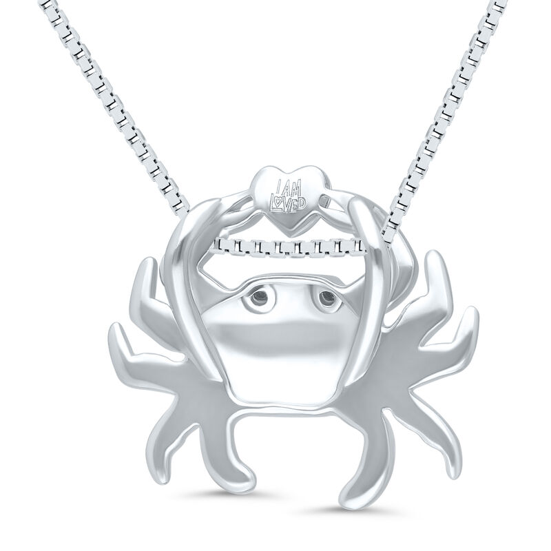 Diamond Accent Crab Pendant in Sterling Silver and 14K Rose Gold