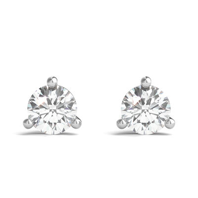 Lab Grown Diamond Three-Prong Martini Stud Earrings in 14K White Gold (1/2 ct. tw.)