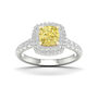 Lab Grown Yellow Diamond Cushion-Cut Engagement Ring in 14K Yellow &amp; White Gold &#40;1 3/4 ct. tw.&#41;