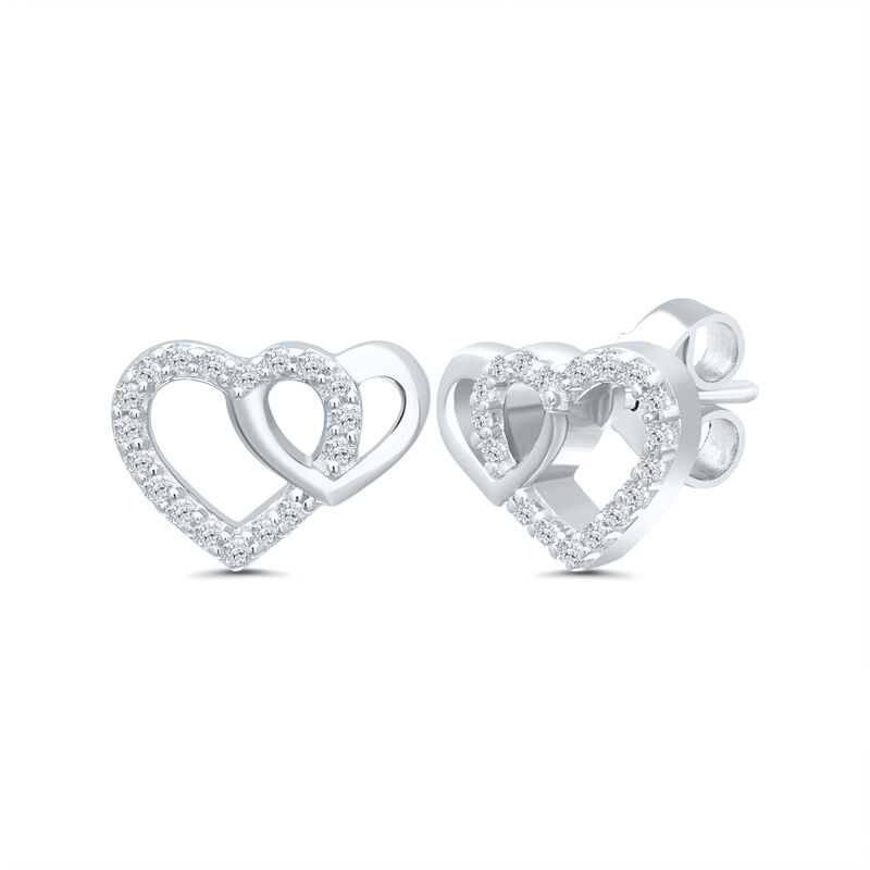 Diamond Interlocking Heart Earrings in Sterling Silver &#40;1/10 ct. tw.&#41;