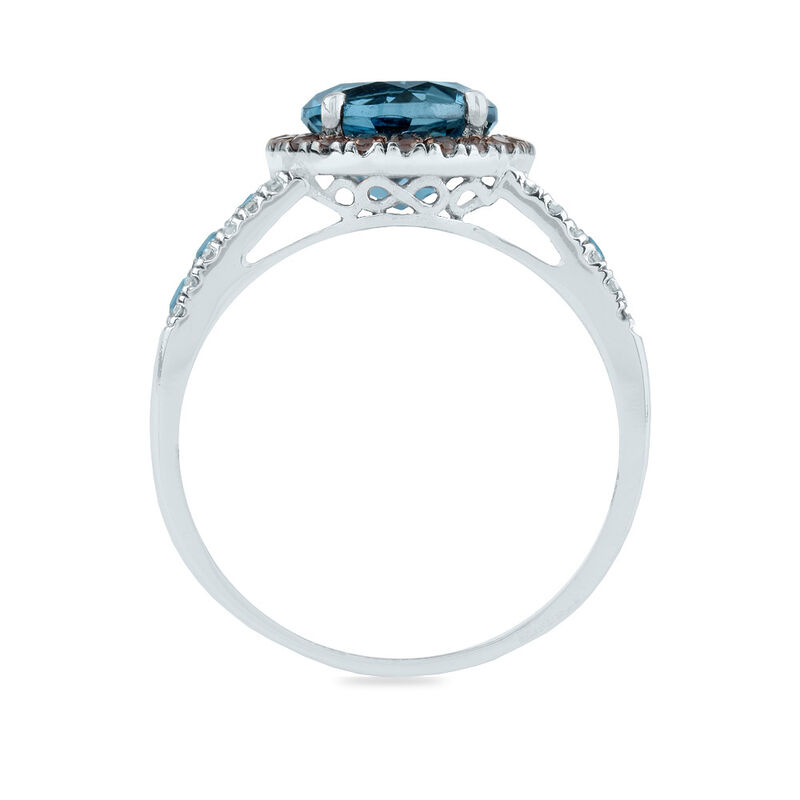 Blue Topaz &amp; Diamond Ring in 10K White Gold &#40;1/7 ct. tw.&#41;