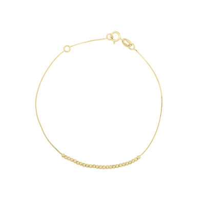Polished Faceted Bead Bracelet in 14K Yellow Gold, 7.5”