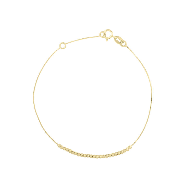 Polished Faceted Bead Bracelet in 14K Yellow Gold, 7.5&rdquo;
