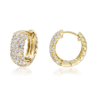 Diamond Reversible Hoop Earrings in 10K Yellow Gold (1 ct. tw.)