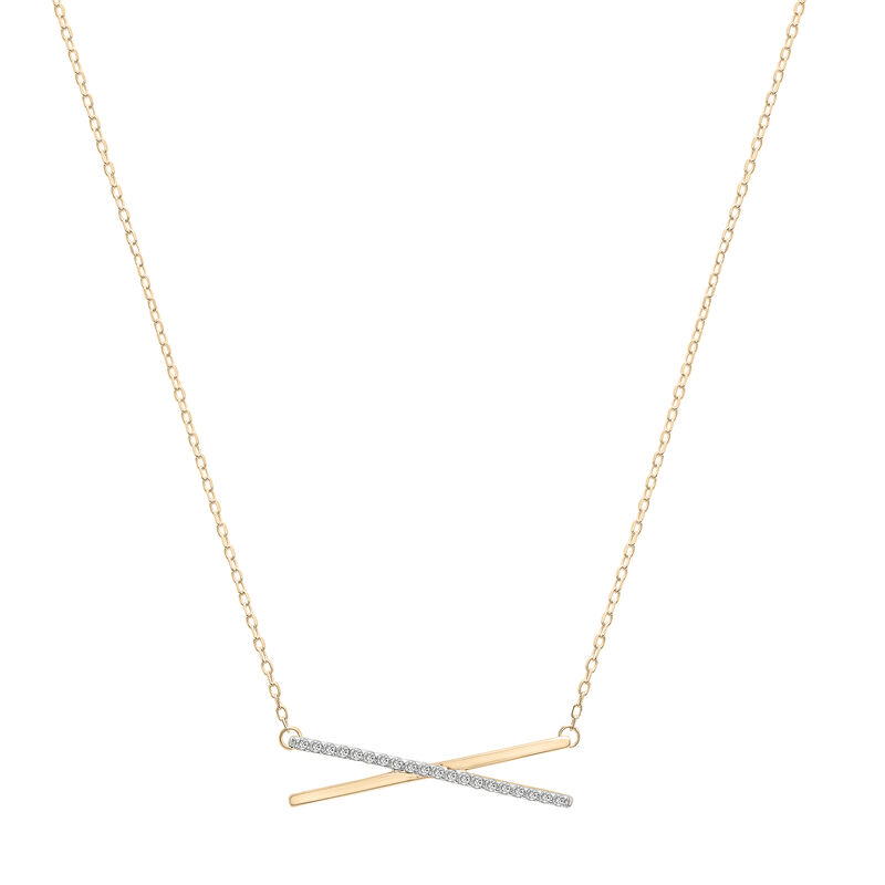 Diamond &#39;X&#39; Necklace in 14K Yellow Gold &#40;1/10 ct. tw.&#41;