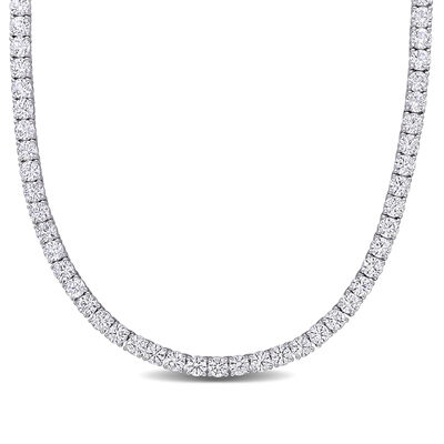 Lab Created White Sapphire Tennis Necklace in Sterling Silver