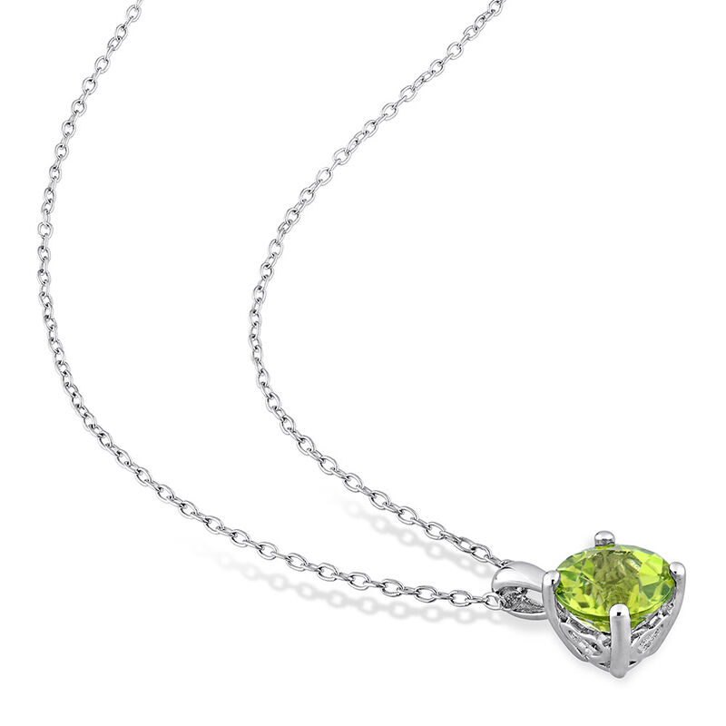 Peridot Solitaire Pendant in Sterling Silver 