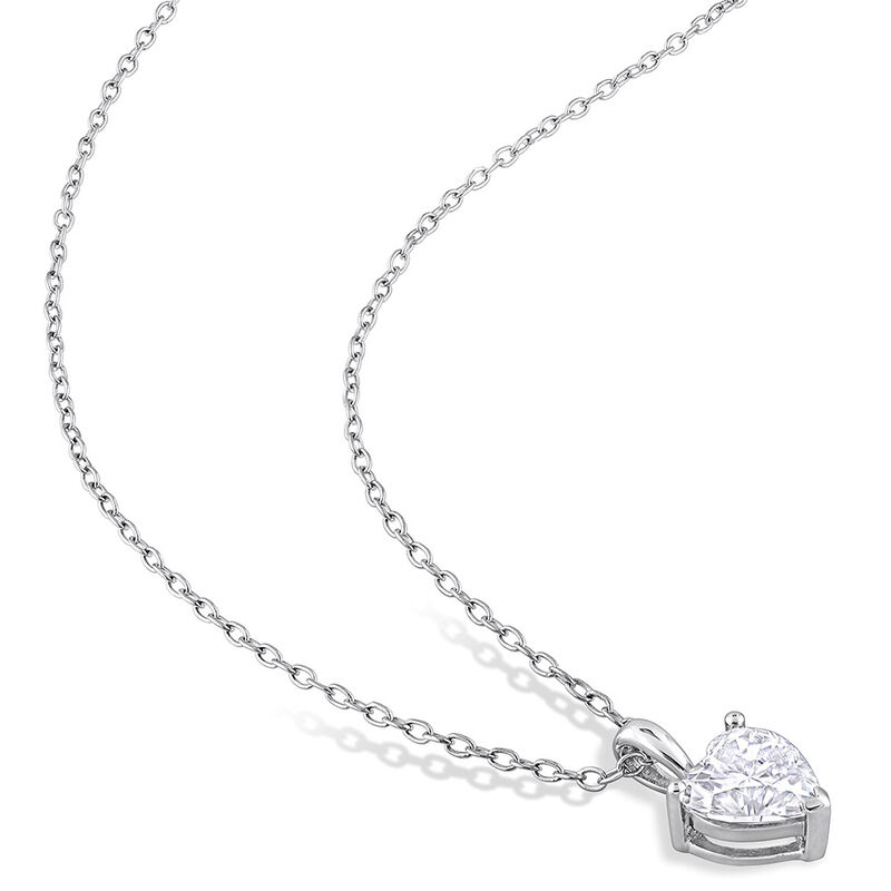 Moissanite Pendant Heart in Sterling Silver &#40;1 ct.&#41;