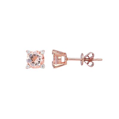 Morganite & Diamond Earrings in 10K Rose Gold