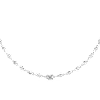 Lab Grown Diamond Bezel Station Necklace in 18K White Gold, 16” (4 3/4 ct. tw.)