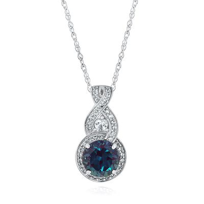 Lab Created Alexandrite & White Sapphire Pendant in Sterling Silver