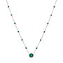 Lab-Created Emerald and Enamel Beaded Chain Necklace in Sterling Silver 