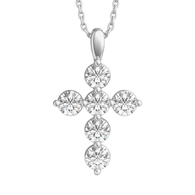 Lab Grown Diamond Cross Pendant in 14K White Gold &#40;1 ct. tw.&#41;