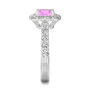 Lab Created Pink Sapphire &amp; Moissanite Halo Ring in 14K White Gold &#40;1 1/10 ct. tw.&#41;