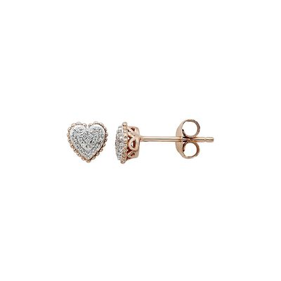 1/10 ct. tw. Diamond Heart Stud Earrings in 10K Rose Gold