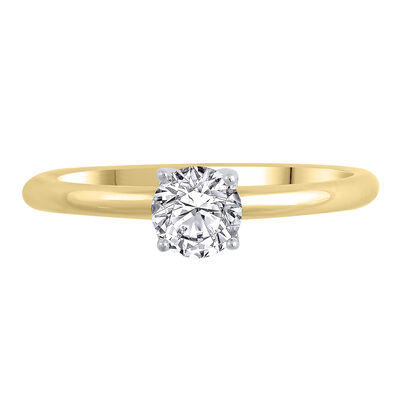 Lab Grown Diamond Round Solitaire Engagement Ring in 14K Yellow Gold (1/2 ct.)