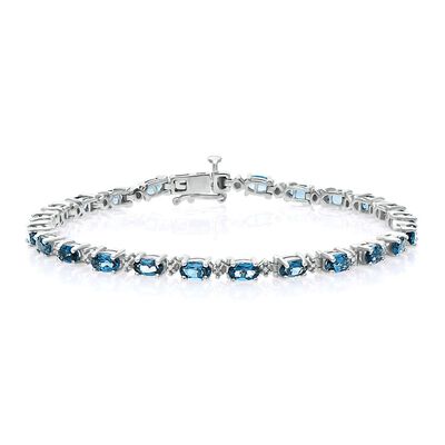 London Blue Topaz & Diamond Bracelet in Sterling Silver
