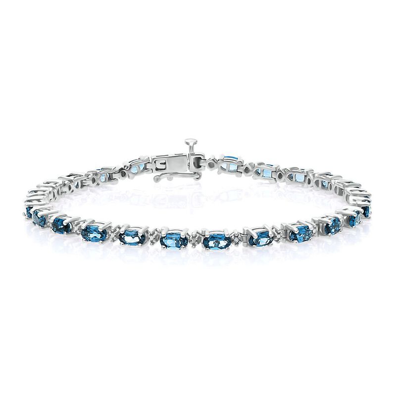 London Blue Topaz &amp; Diamond Bracelet in Sterling Silver