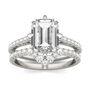 Lab Created Moissanite Emerald-Cut Engagement Ring Set in 14K White Gold
