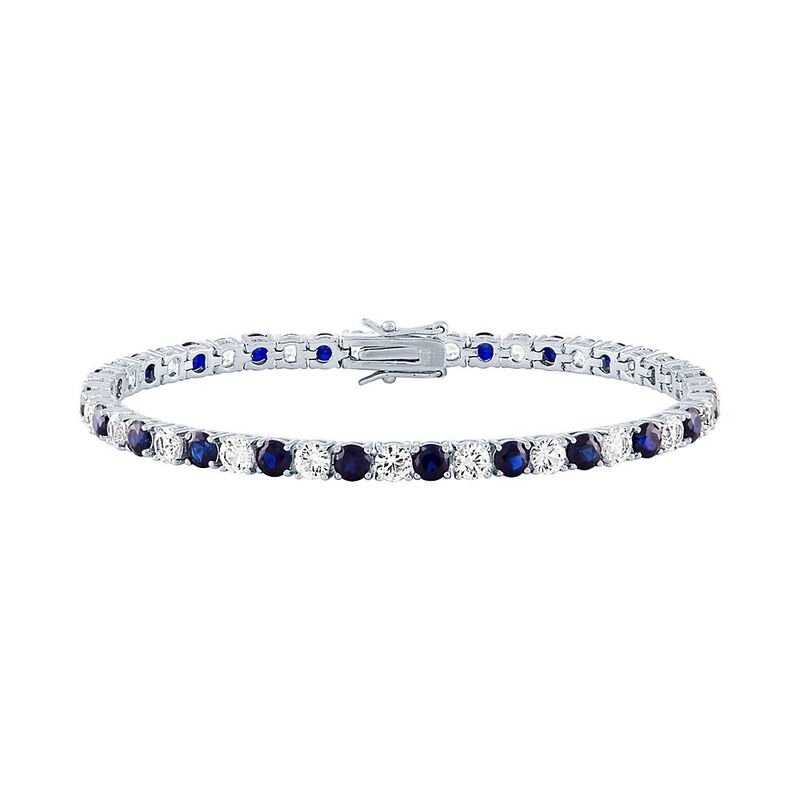 Lab Created Gemstone &amp; White Sapphire Bracelet in Sterling Silver