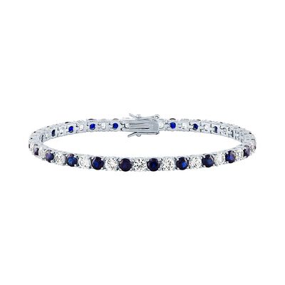 Lab Created Gemstone & White Sapphire Bracelet in Sterling Silver