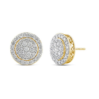 Round Diamond Cluster Stud Earrings with Halo (1 ½ ct. tw.)