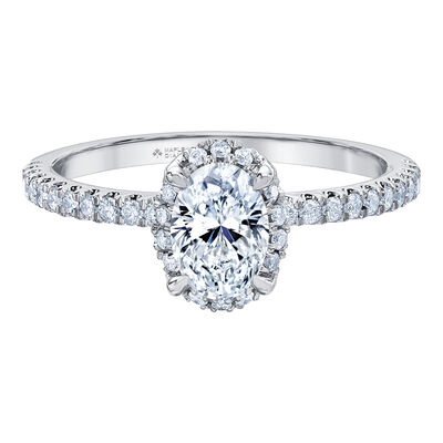Oval-Shaped Diamond Halo Engagement Ring in 14K White Gold (1 ct. tw.)