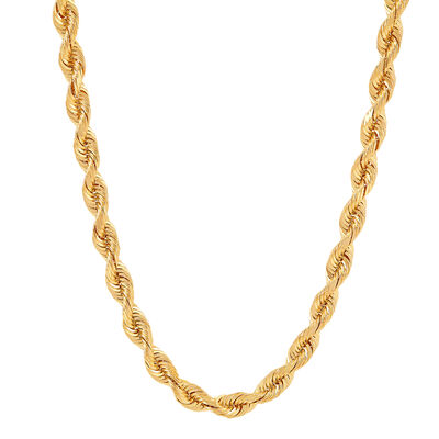 Silk Rope Chain in 14K Gold, 4.3MM, 22”