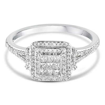 Composite Diamond Engagement Ring in 10K White Gold (3/8 ct. Tw.)