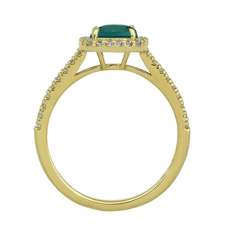 Lab Created Emerald &amp; White Sapphire Ring in 10K Yellow Gold