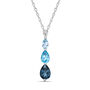 Three-Stone Blue Topaz and Diamond Accent Pendant in Sterling Silver