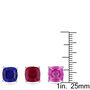 Lab Crated Pink Sapphire, Ruby and Blue Sapphire Stud Earring Set in Sterling Silver