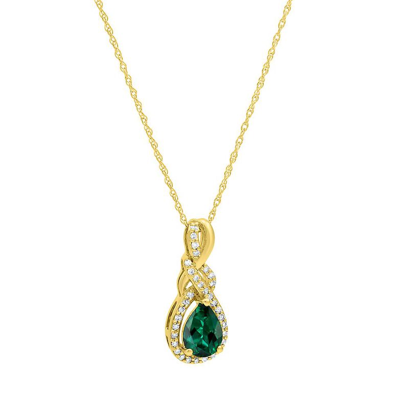 Emerald & Diamond Pendant in 10K Yellow Gold | Helzberg Diamonds