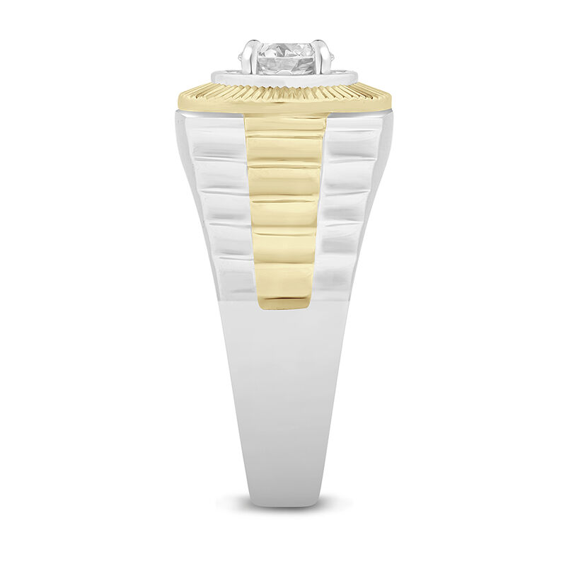 Men&rsquo;s Lab Grown Diamond Solitaire Band in 10K White &amp; Yellow Gold &#40;3/4 carat&#41;