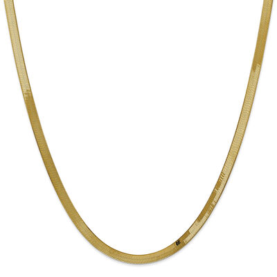 Herringbone Chain in 14K Yellow Gold, 4MM, 24”