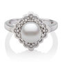 Freshwater Pearl &amp; Diamond Ring in Sterling Silver