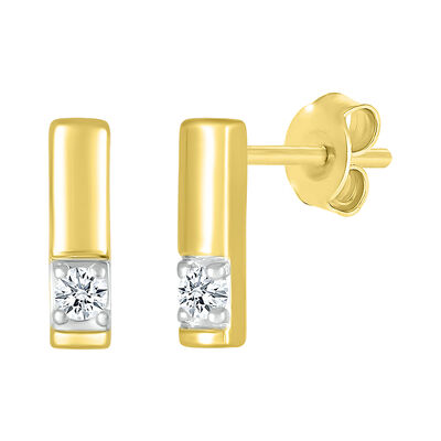 Diamond Accent Bar Stud Earrings in 10K Yellow Gold