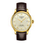Le Locle Powermatic 80 Men&rsquo;s Watch in Leather &amp; Yellow Gold-Tone PVD-Coated Stainless Steel, 39mm