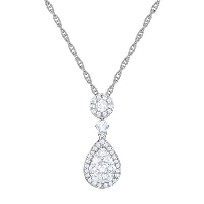 Pear-Shaped Diamond Cluster Pendant in 10K White Gold (1/2 ct. tw.)