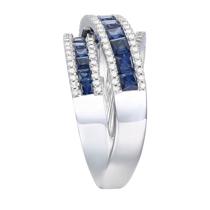 Blue Sapphire and Diamond Wrap Band in 10K White Gold &#40;1/2 ct. tw.&#41;