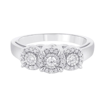 Three-stone engagement ring in 10K White Gold (1/4 ct. tw.)